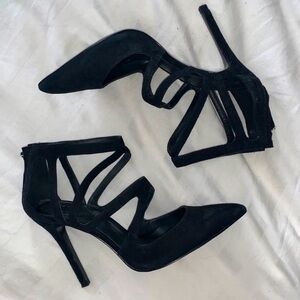 Brand New Zara Strappy Black Suede Heels 8/39